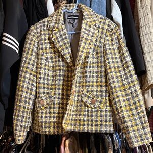 Requirements Yellow and Black Plaid Blazer